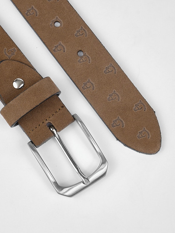 Split leather trotting belt | Taupe
