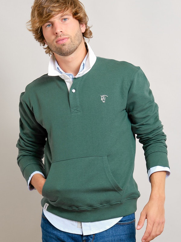 Button Collar Polo Sweatshirt  | Acebo