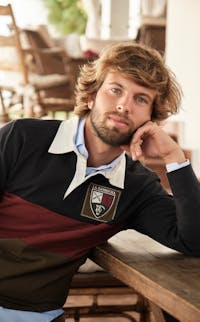 Long-sleeved Emblem polo shirt | Marino