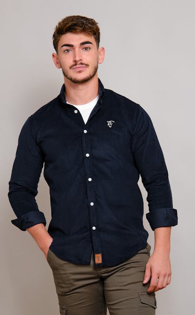 Shirt Micro Corduroy | Marino