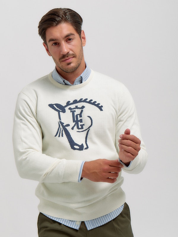 Brand Intarsia Sweater | Crudo