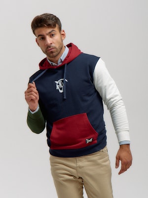 Sweatshirt com capuz multicolorido | Marino