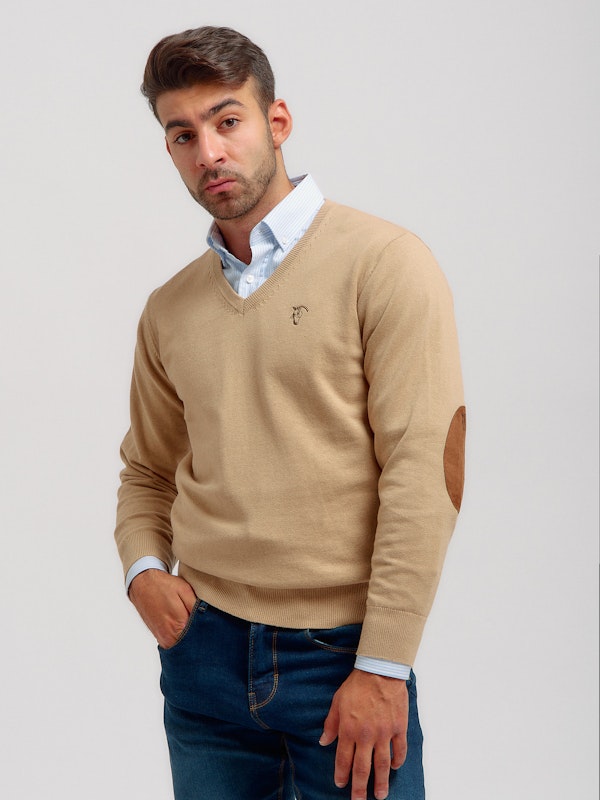 V-neck sweater with elbow patch | Arena