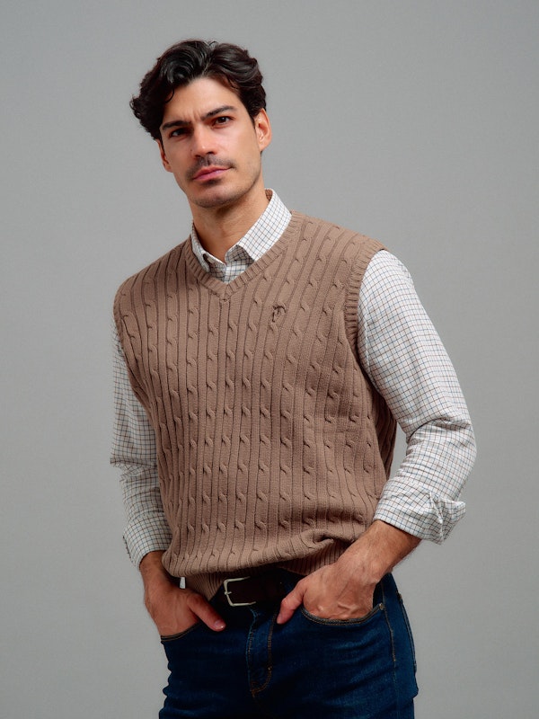 Cable Knit Vest | Sepia