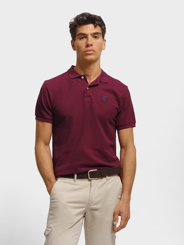 Basic Polo Shirt with Patch Detail | Burgundy