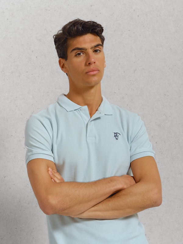 Basic Polo Shirt with Patch Detail | Celeste