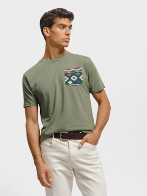 T-shirt étnica de bolso | Salvia