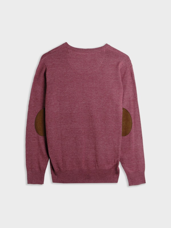 Suéter Gola V com Cotoveleiras Melange | Burgundy
