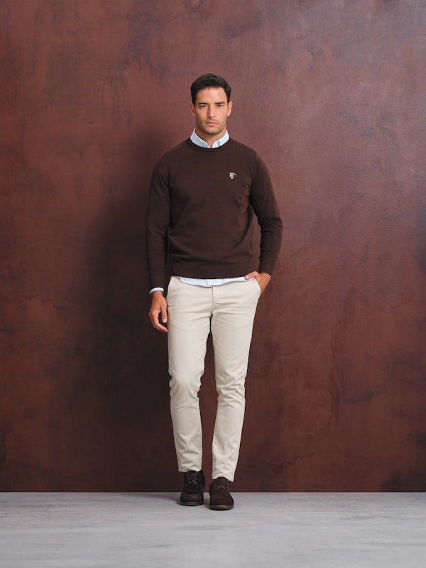 Suéter Gola Redonda com Cotoveleiras | Moka