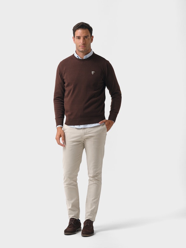 Suéter Gola Redonda com Cotoveleiras | Moka