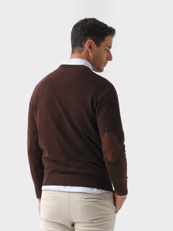 Suéter Gola Redonda com Cotoveleiras | Moka