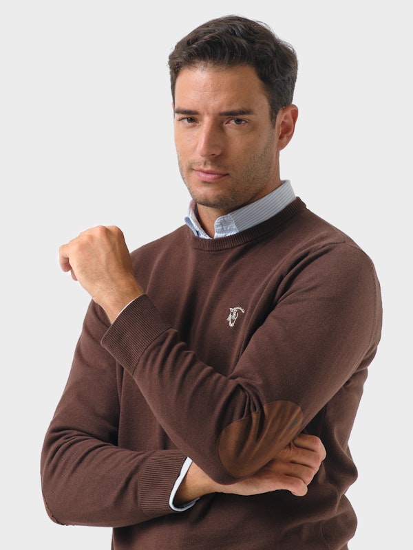 Suéter Gola Redonda com Cotoveleiras | Moka