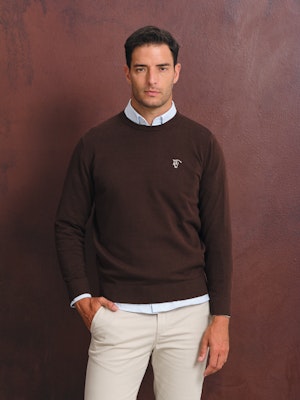 Pull Col Rond avec Coudières | Moka