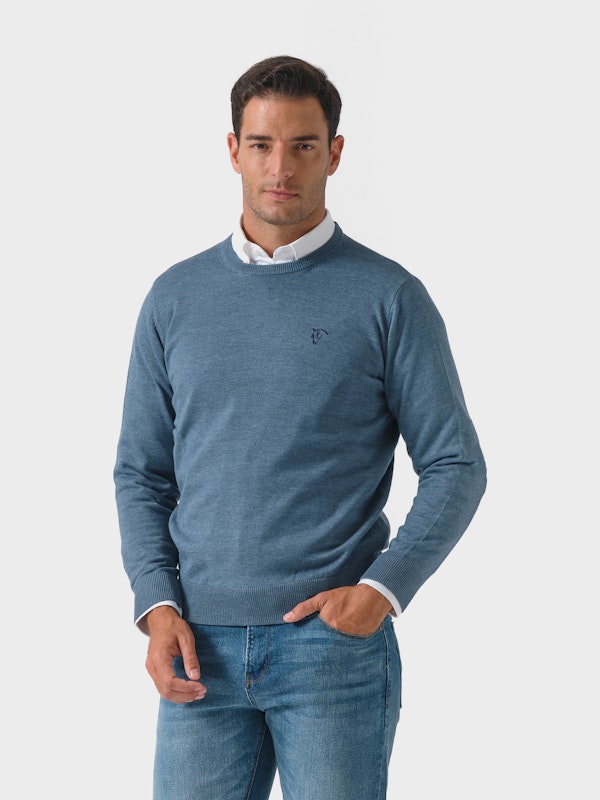Suéter Gola Redonda Melange | Cobalto