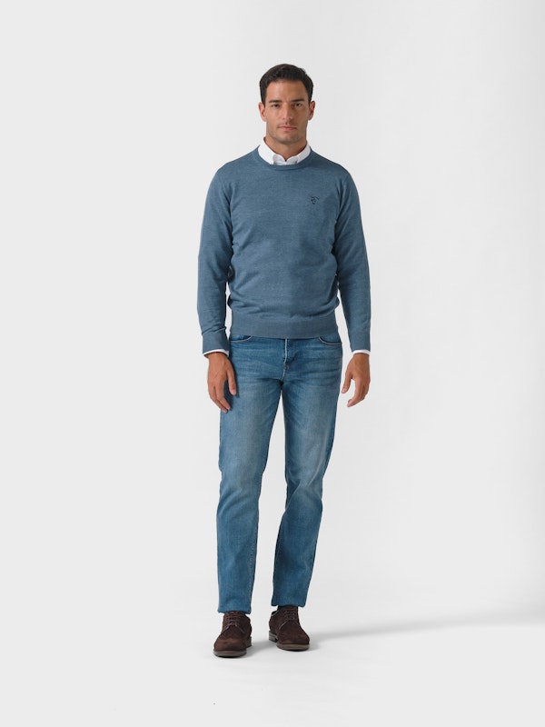 Suéter Gola Redonda Melange | Cobalto