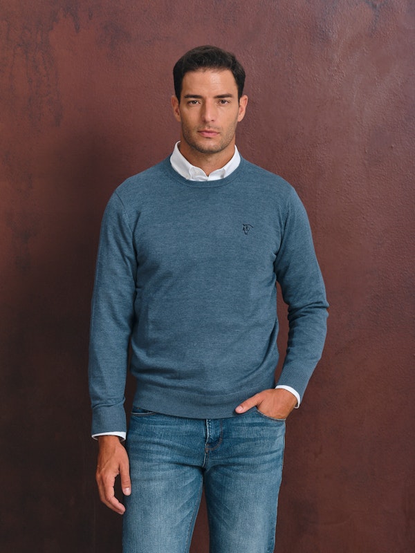 Crewneck Melange Sweater | Cobalto