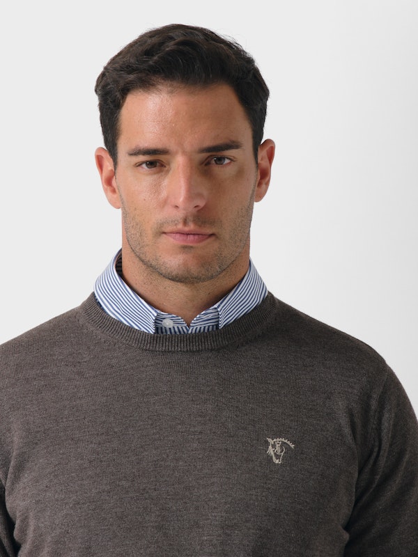 Suéter Gola Redonda Melange | Carbón