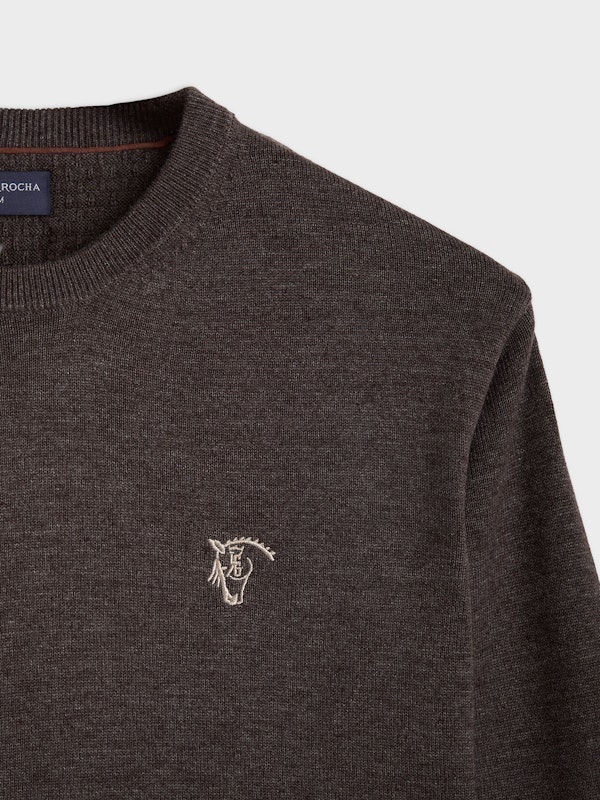 Suéter Gola Redonda Melange | Carbón