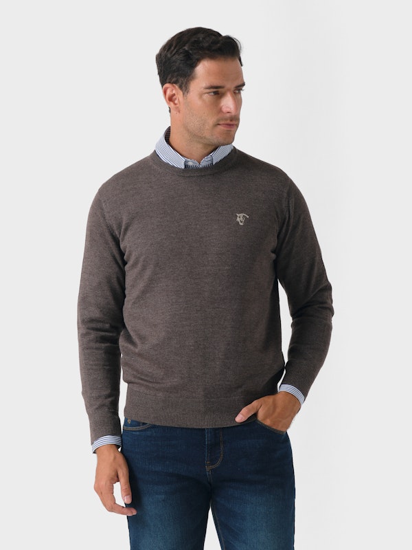Suéter Gola Redonda Melange | Carbón