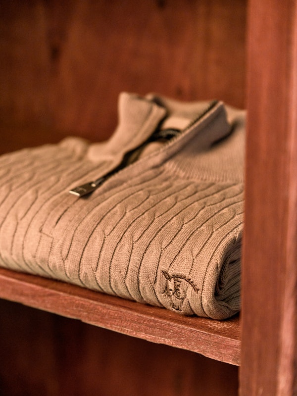 Half-Zip Cable Knit Sweater | Sepia