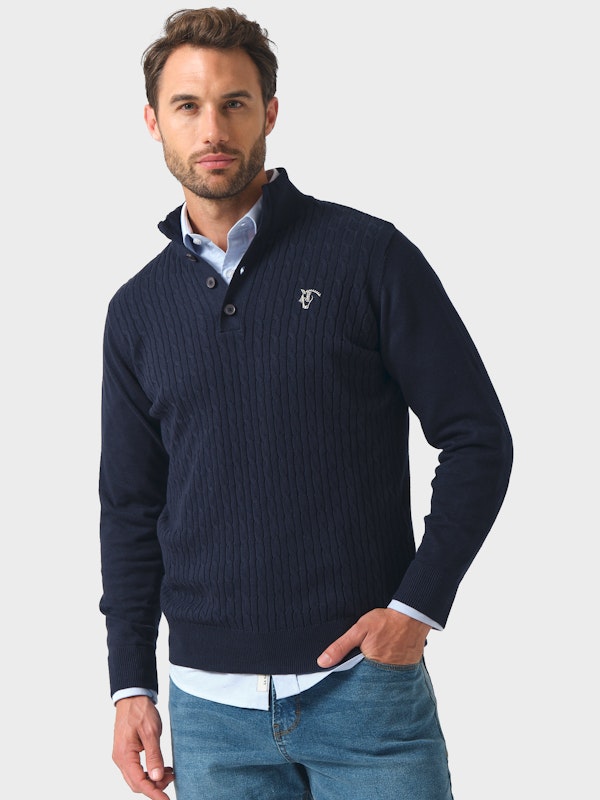 Cable Knit Sweater with Buttons | Marino