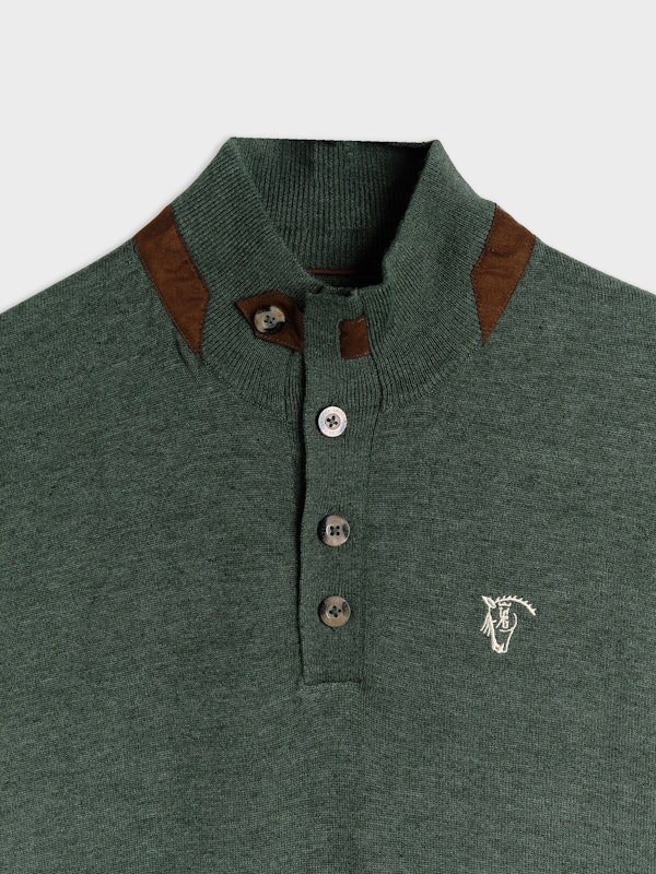 Suéter com Botões Melange | Abeto