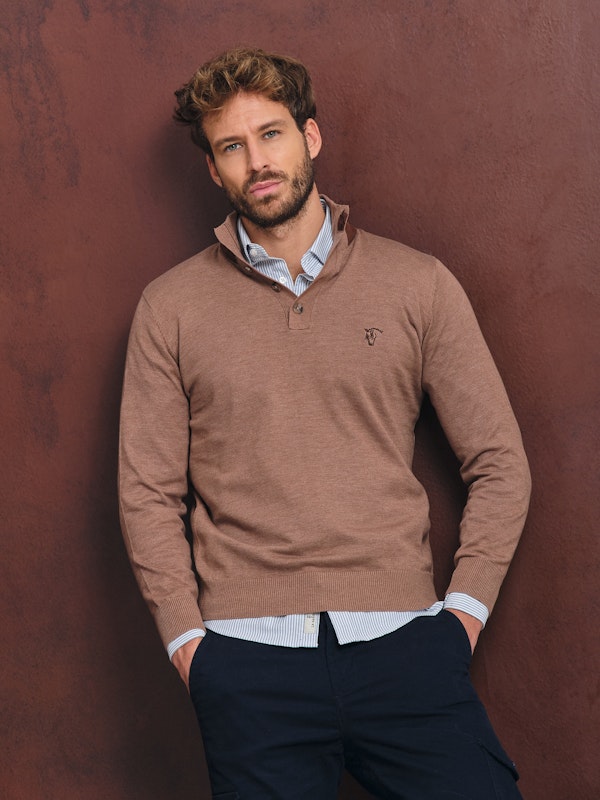 Jersey con Botones Melange | Taupe