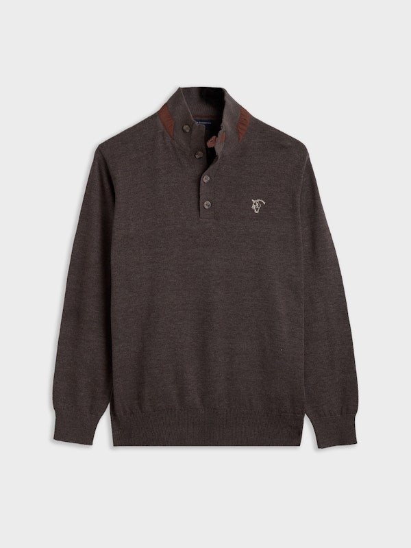 Suéter com Botões Melange | Carbón