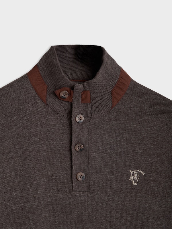 Suéter com Botões Melange | Carbón