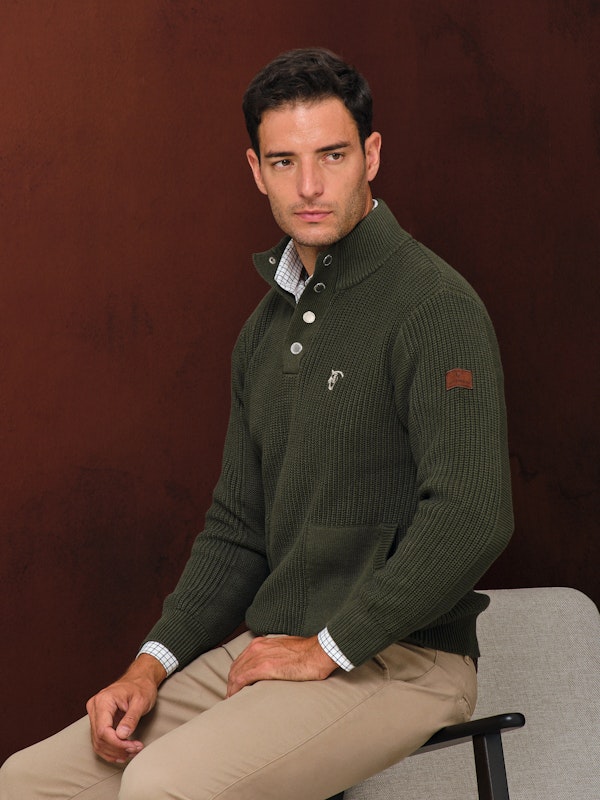 Cardigan com Tapeta | Musgo