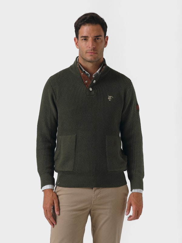 Cardigan com Tapeta | Musgo