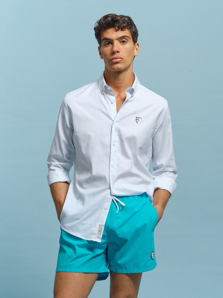 Outfit Pantalon Drill Pantalón Verde Petroleo Hombre Camisa