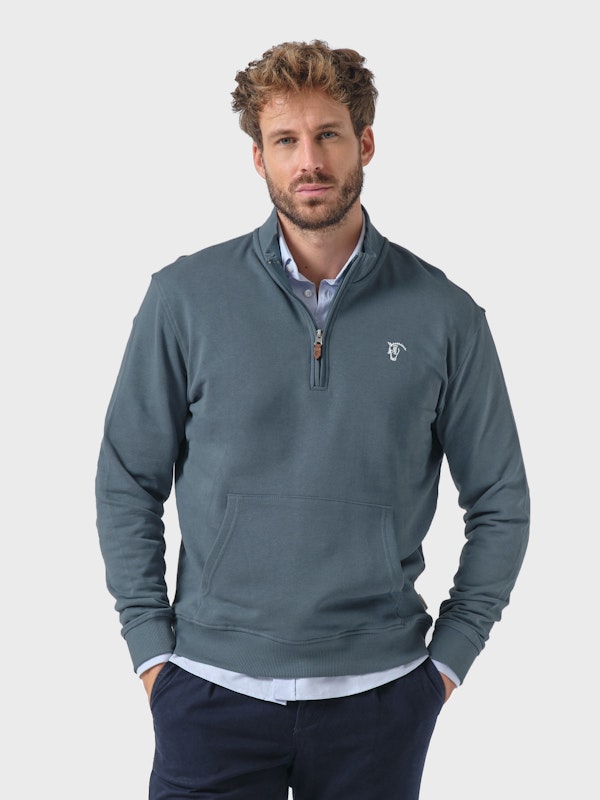 Basic Half-Zip Sweatshirt | Cobalto