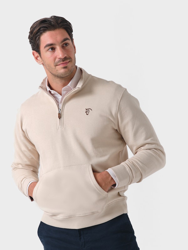 Basic Half-Zip Sweatshirt | Nude