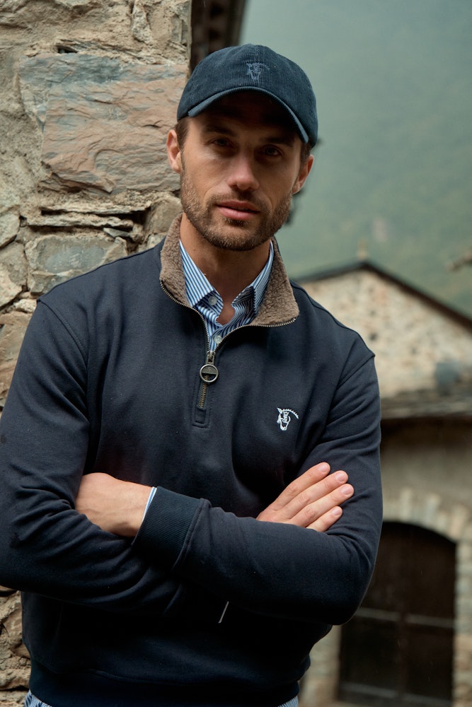 Sudadera Media Cremallera Detalle Marino