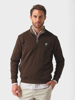 Sweat-shirt à demi-zip détail | Moka