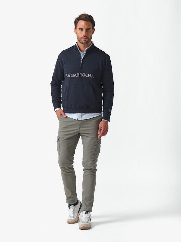 Half-Zip Brand Sweatshirt | Marino