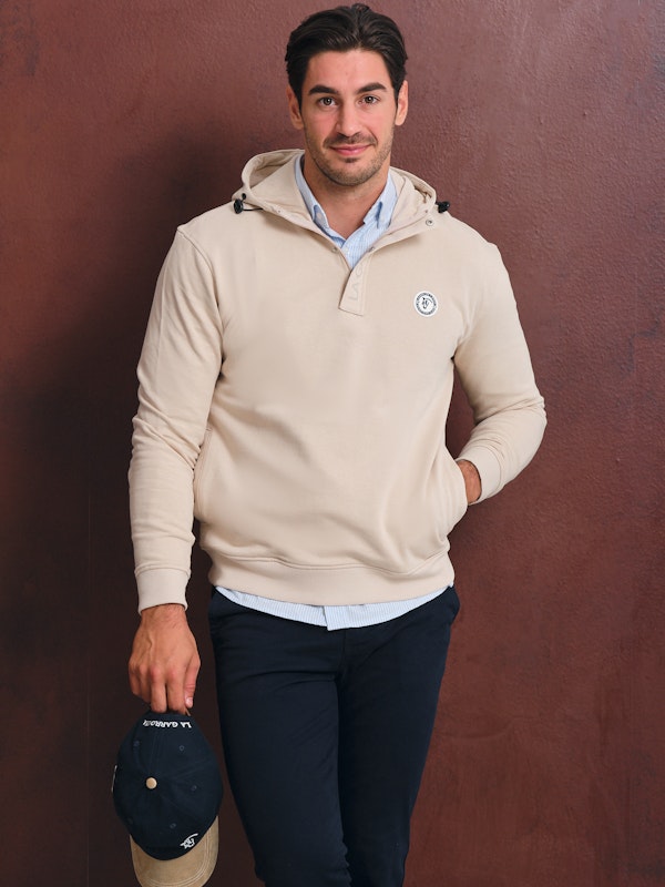 Half-Zip Hoodie Sweatshirt | Nude