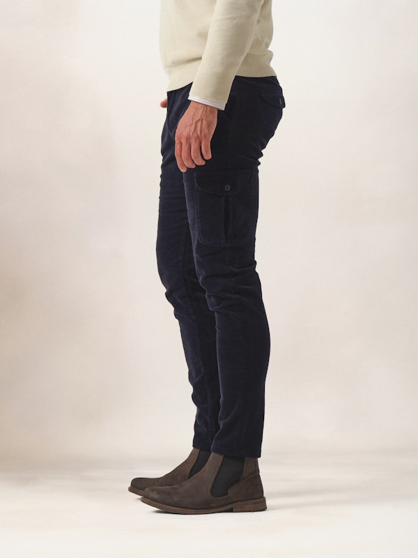 Chinos Cargo Velours Côtelé | Marino