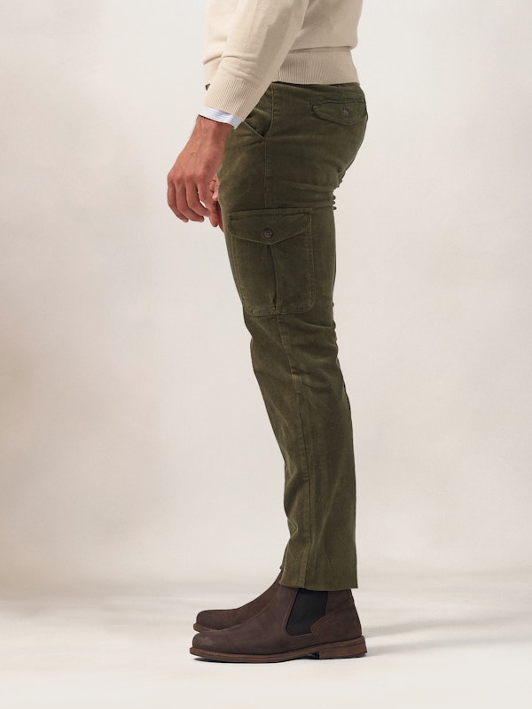 Chinos Cargo Velours Côtelé | Verde