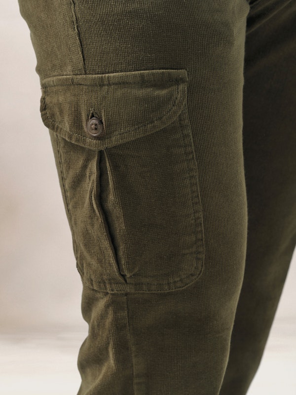 Chinos Cargo Velours Côtelé | Verde