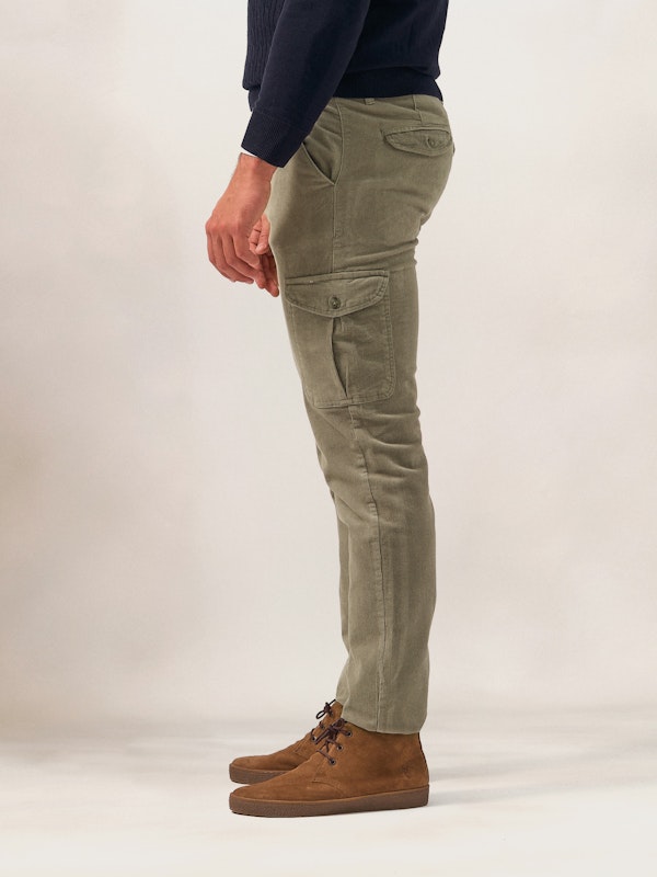 Chinos Cargo Velours Côtelé | Gris