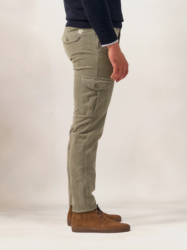 Chinos Cargo Velours Côtelé | Gris