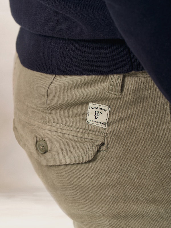Chinos Cargo Velours Côtelé | Gris