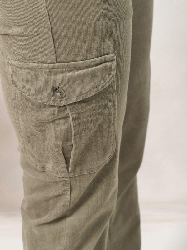 Chinos Cargo Velours Côtelé | Gris