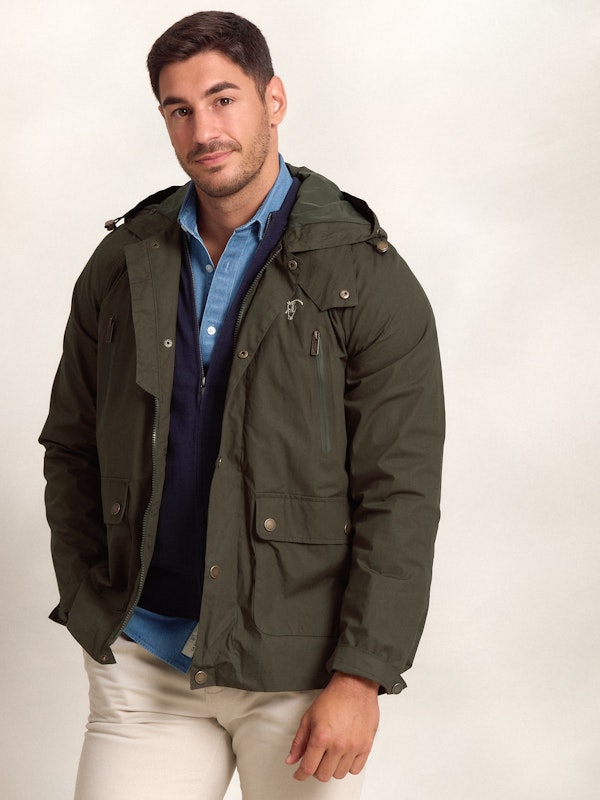 Jaqueta Corta-Vento Efeito Encerado | Musgo