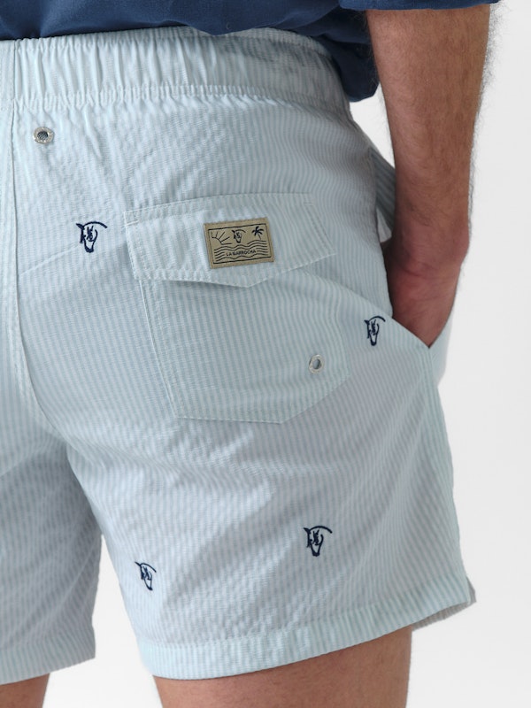 Calção de banho Listrado Brand | Celeste