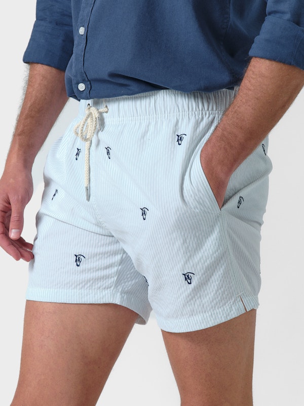 Calção de banho Listrado Brand | Celeste