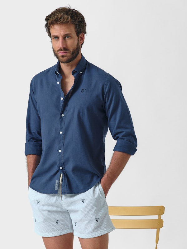 Calção de banho Listrado Brand | Celeste