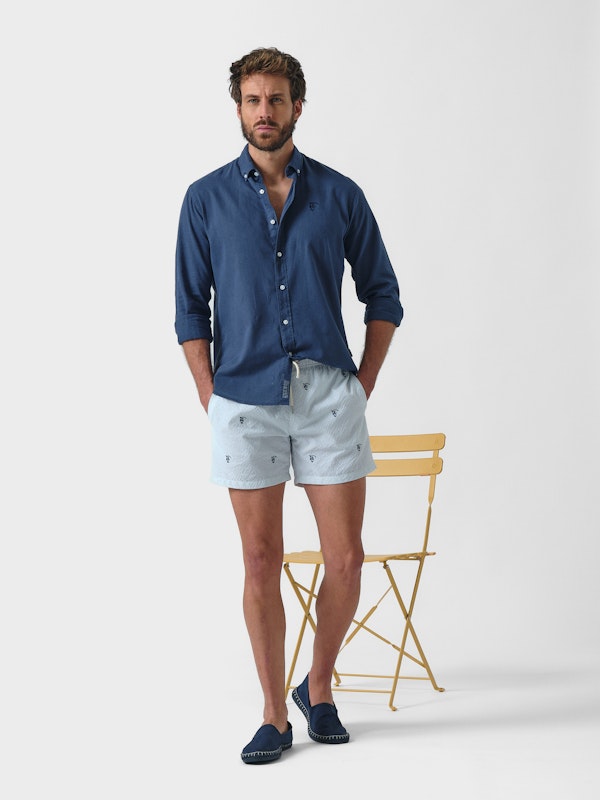 Calção de banho Listrado Brand | Celeste